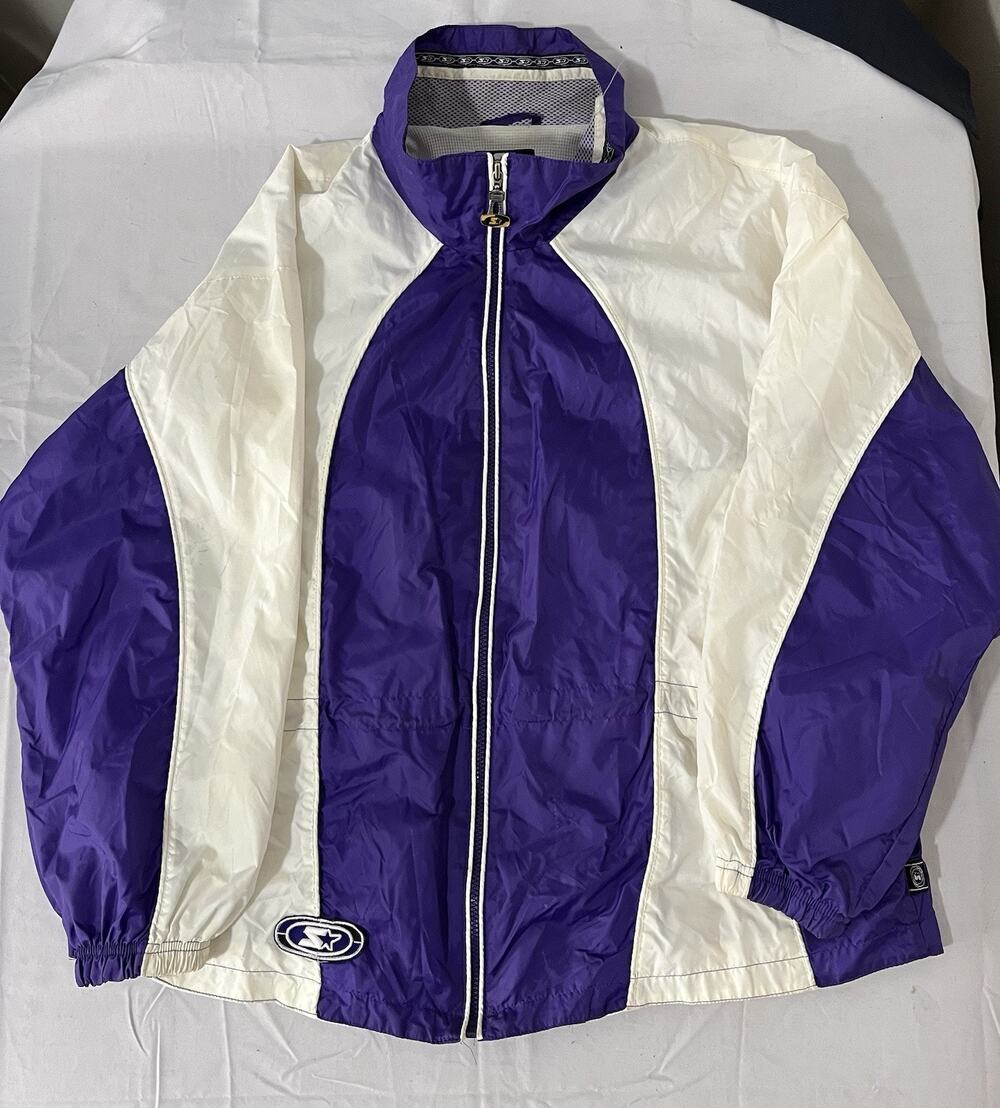 Vtg 80’s Starter Purple/White Track Jacket Womens X-Large Full Zip Windbreaker